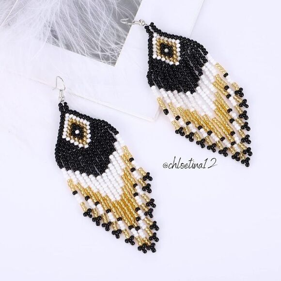 NEW Handmade Unique Long Tassel Earrings,  Statement Earrings - Picture 5 of 7